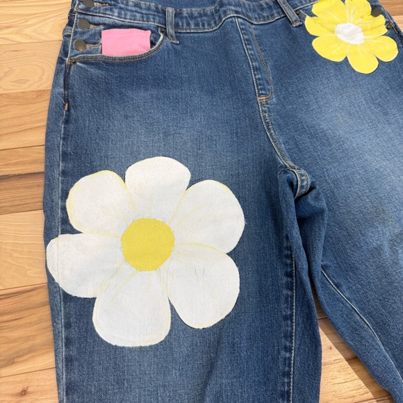 Hand Painted Floral Denim Overalls | Universal Thread - Picture 2 of 5